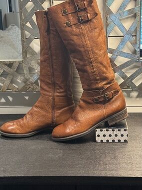 Franco Sarto Tan Leather Knee-High Riding Boots